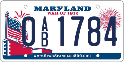 MD license plate 0AB1784