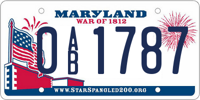 MD license plate 0AB1787