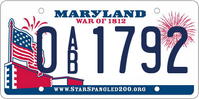 MD license plate 0AB1792