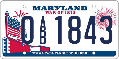 MD license plate 0AB1843