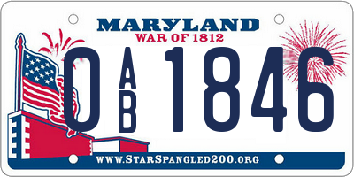MD license plate 0AB1846