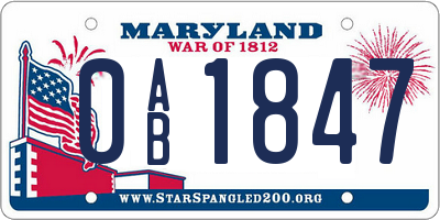 MD license plate 0AB1847