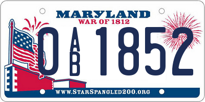 MD license plate 0AB1852