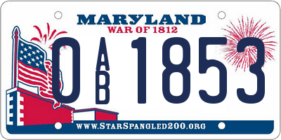 MD license plate 0AB1853