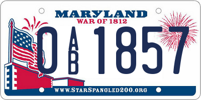 MD license plate 0AB1857