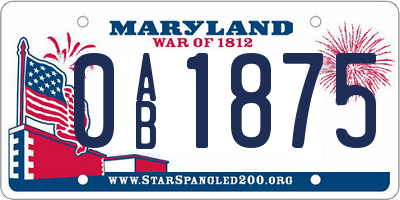 MD license plate 0AB1875