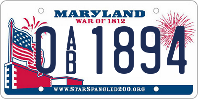 MD license plate 0AB1894