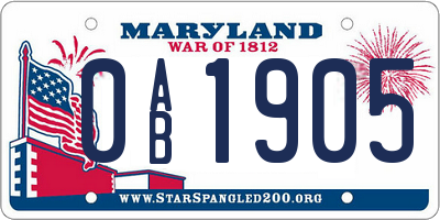 MD license plate 0AB1905
