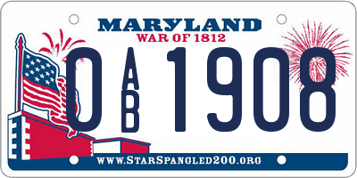 MD license plate 0AB1908