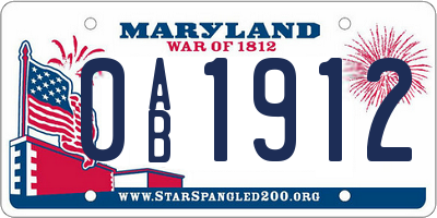 MD license plate 0AB1912