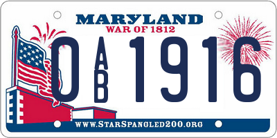 MD license plate 0AB1916