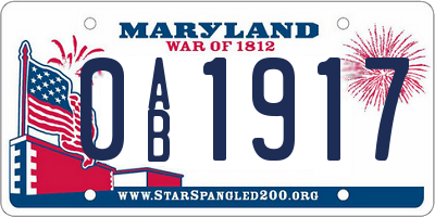 MD license plate 0AB1917