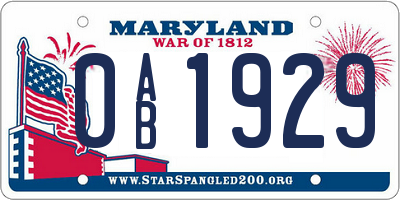 MD license plate 0AB1929