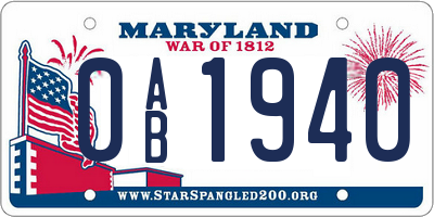 MD license plate 0AB1940