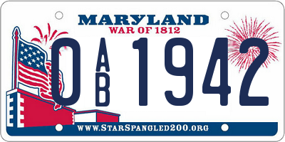 MD license plate 0AB1942