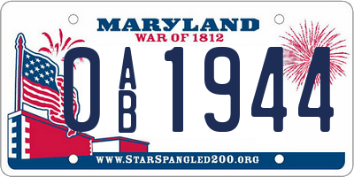 MD license plate 0AB1944