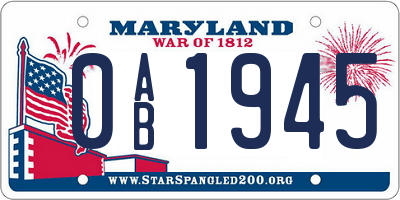 MD license plate 0AB1945