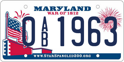 MD license plate 0AB1963