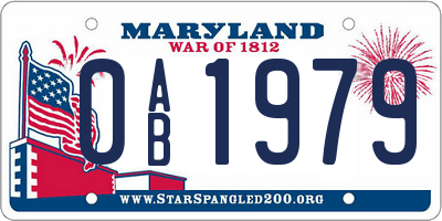 MD license plate 0AB1979