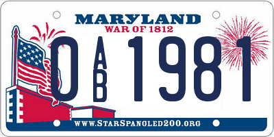 MD license plate 0AB1981