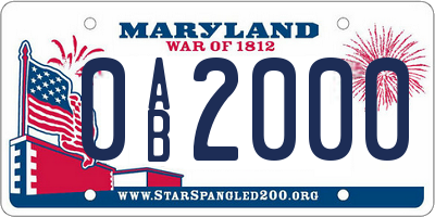 MD license plate 0AB2000