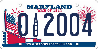 MD license plate 0AB2004