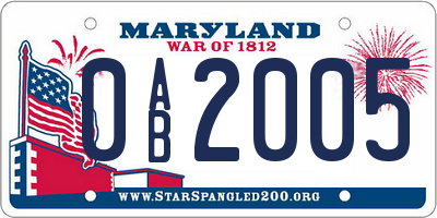 MD license plate 0AB2005