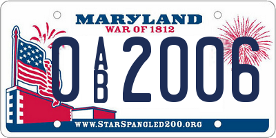 MD license plate 0AB2006