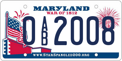 MD license plate 0AB2008