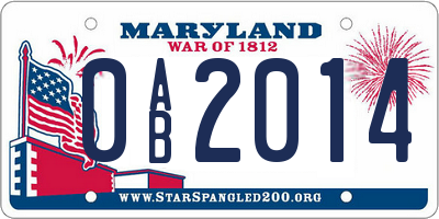 MD license plate 0AB2014