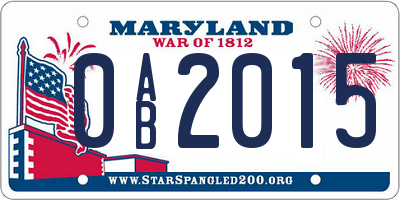 MD license plate 0AB2015