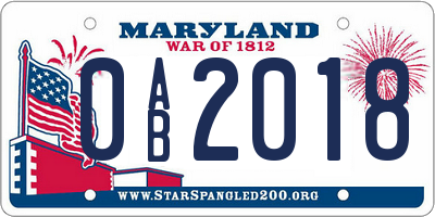 MD license plate 0AB2018