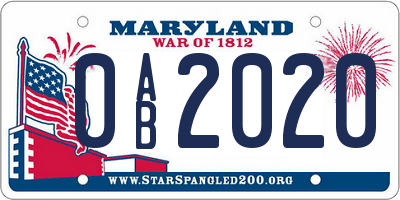 MD license plate 0AB2020