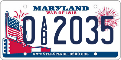 MD license plate 0AB2035