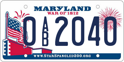 MD license plate 0AB2040