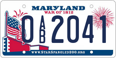 MD license plate 0AB2041
