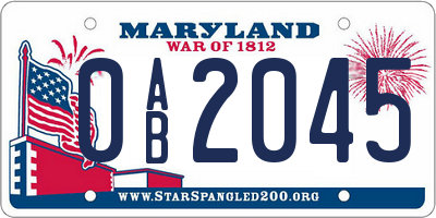 MD license plate 0AB2045