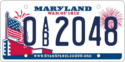 MD license plate 0AB2048