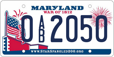MD license plate 0AB2050