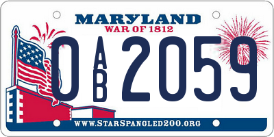 MD license plate 0AB2059