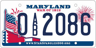 MD license plate 0AB2086