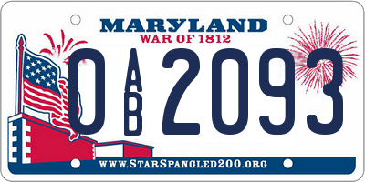 MD license plate 0AB2093
