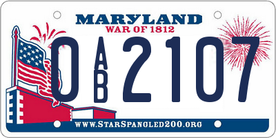 MD license plate 0AB2107