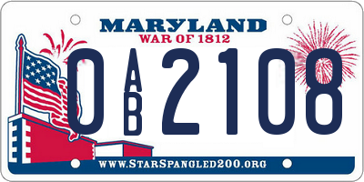 MD license plate 0AB2108