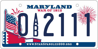 MD license plate 0AB2111