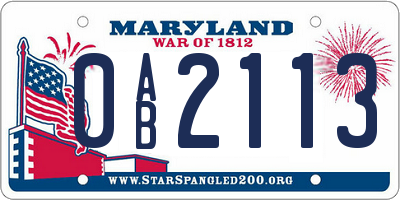 MD license plate 0AB2113
