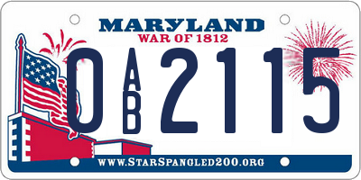MD license plate 0AB2115