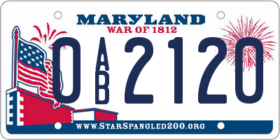 MD license plate 0AB2120