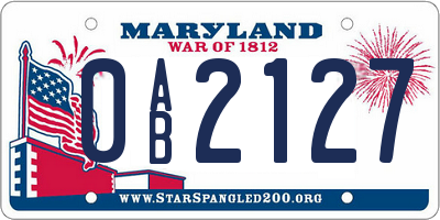 MD license plate 0AB2127