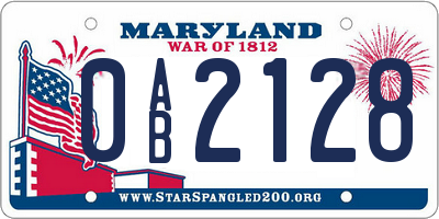 MD license plate 0AB2128